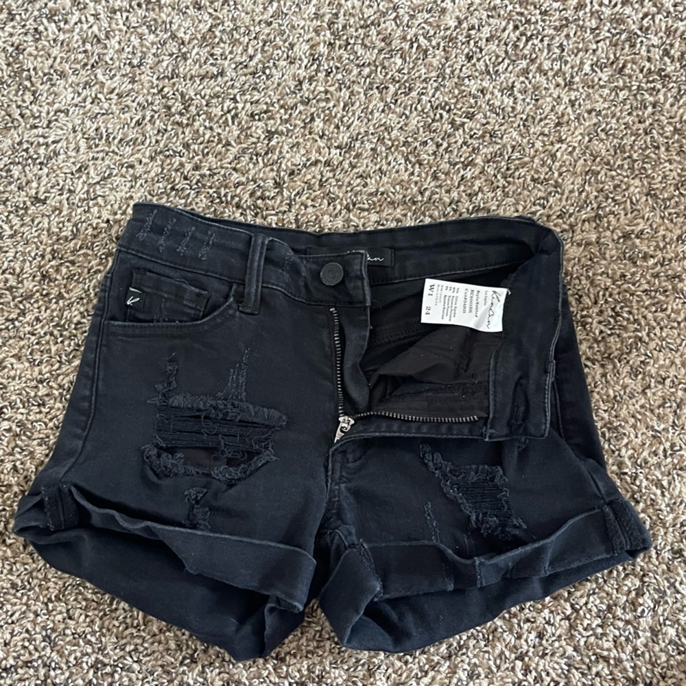 Black ripped jeans shorts
